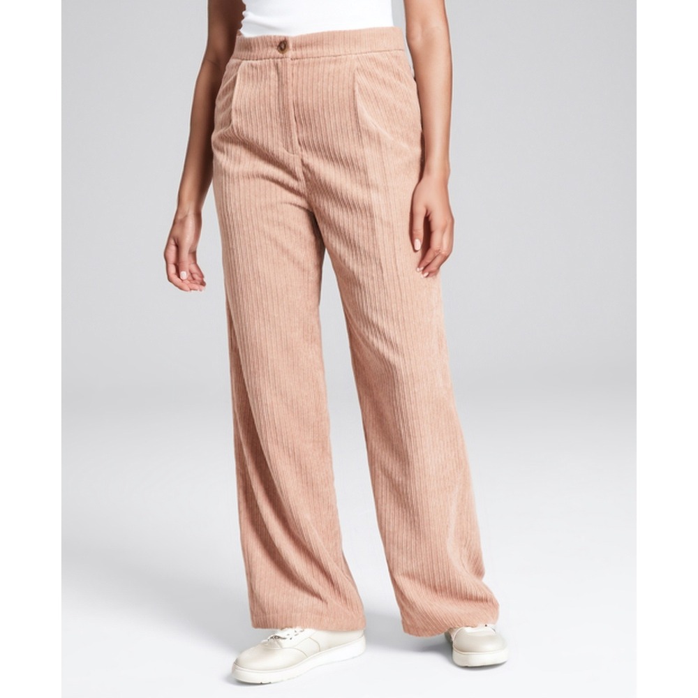 And Now This Pants Womens 10 Almond Wide Leg Corduroy Pleated Trousers Baggy NWT